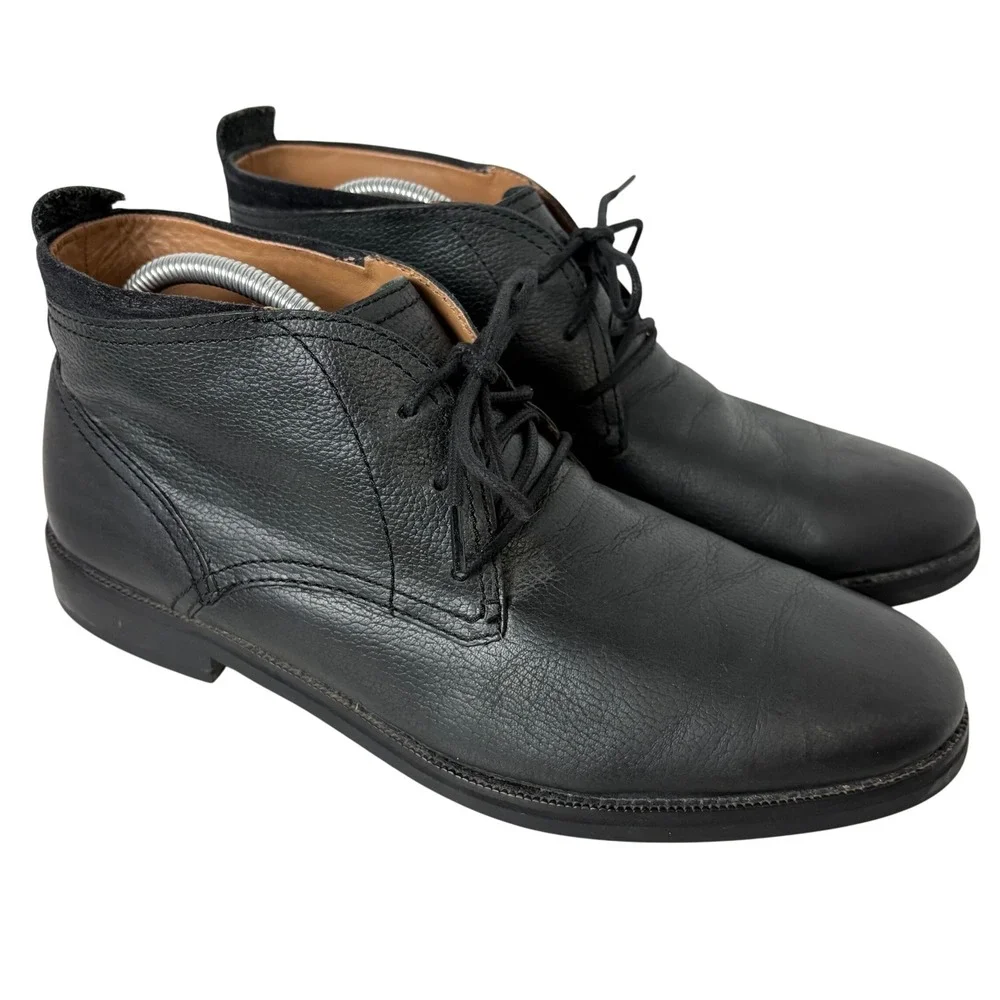 Cole Haan Men's Ankle Chukka Boots Black Leather Lace Up Dress Shoes Size 11.5M